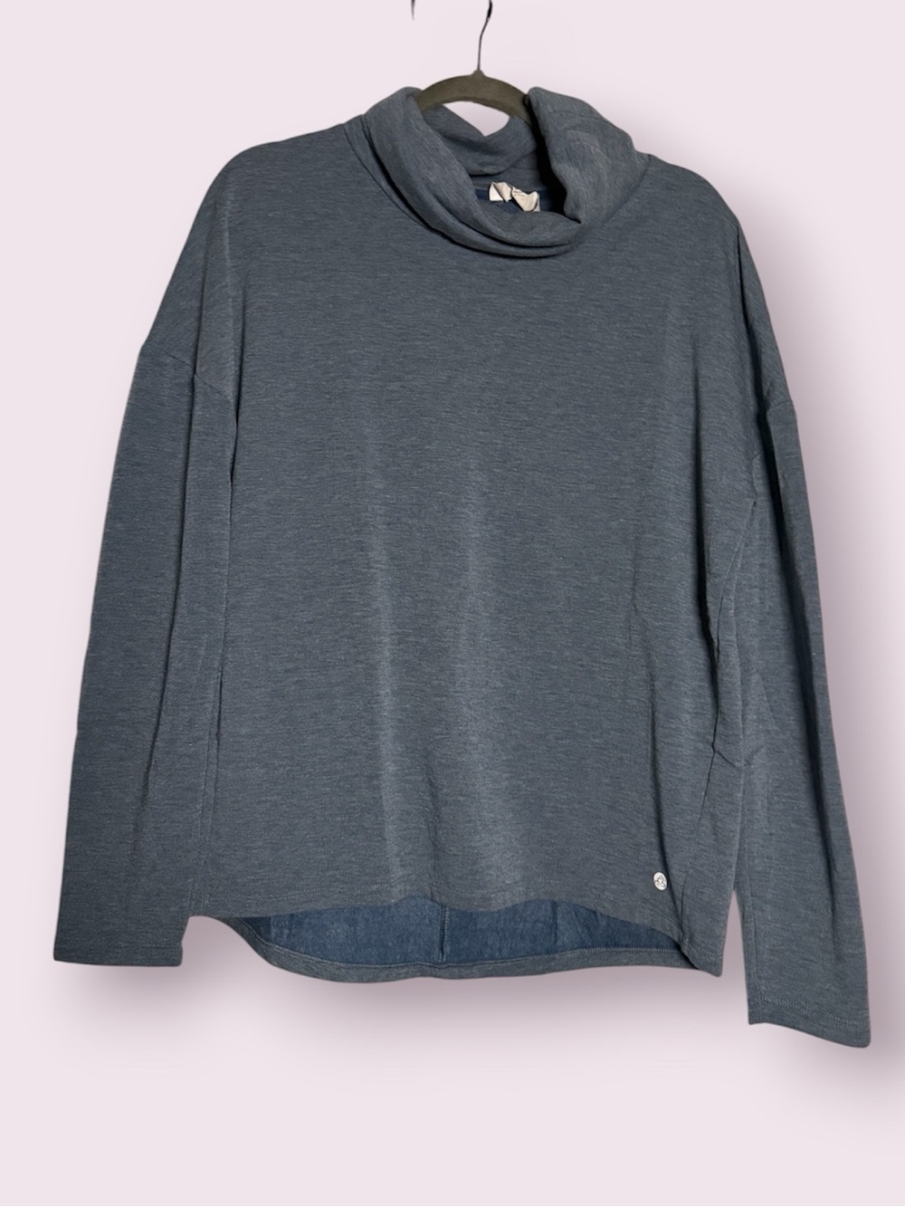 Apana Mock Cowl Neck Pullover Greyish Blue Sweatshirt Size Medium